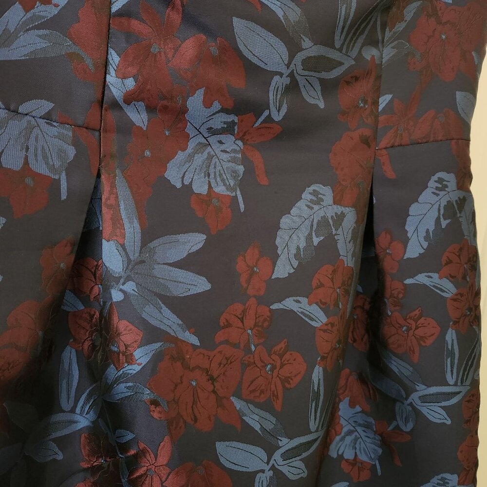 Tommy Hilfiger Jaquard Floral Cocktail Dress Blue Burgundy Sleeveless Party - Picture 5 of 7